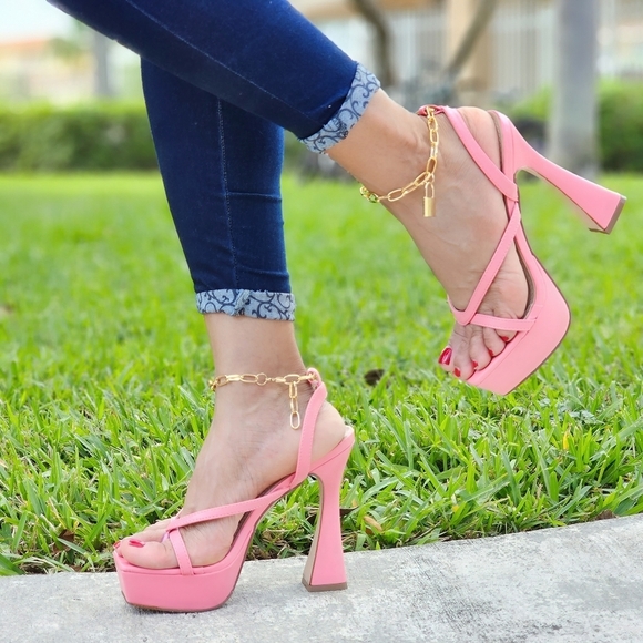 Women's  Platform High Heels Pink Color - Picture 1 of 5